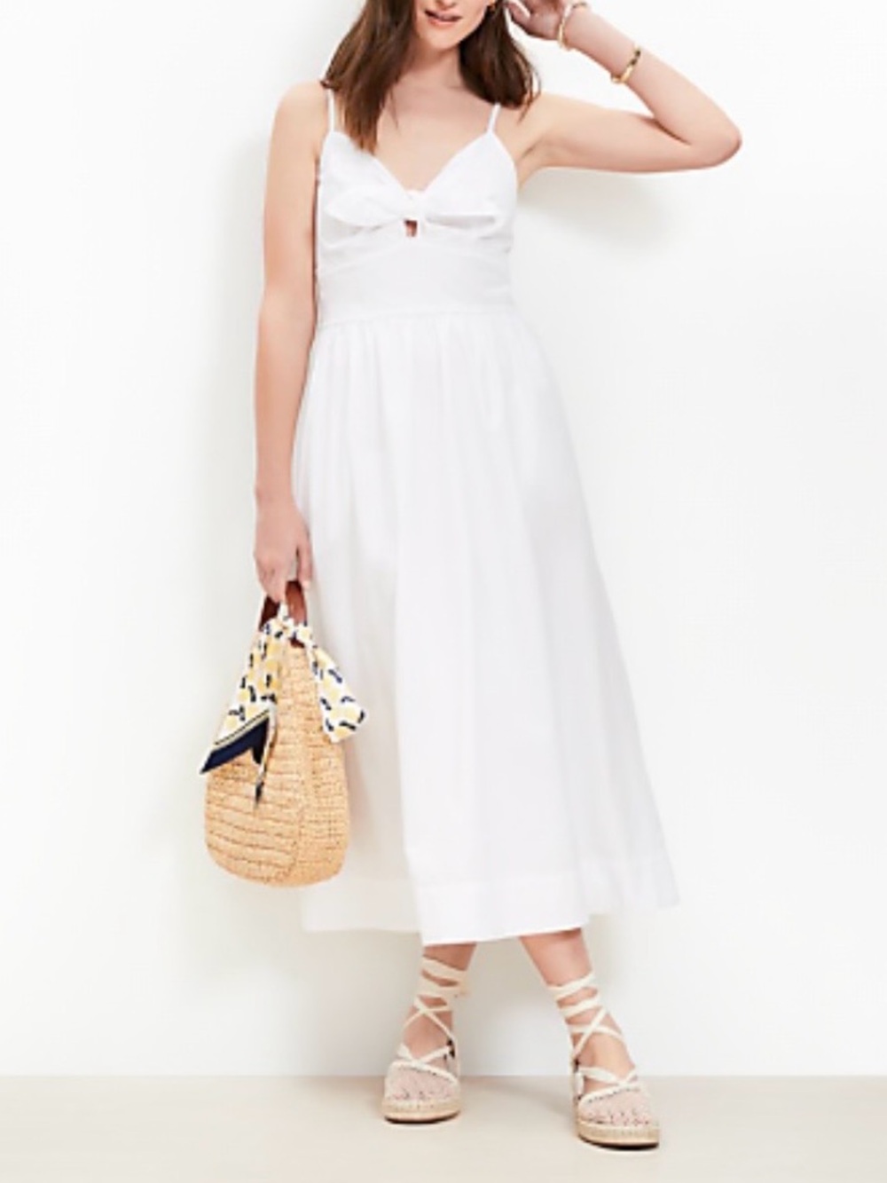 Tie Poplin Midi Pocket
Dress